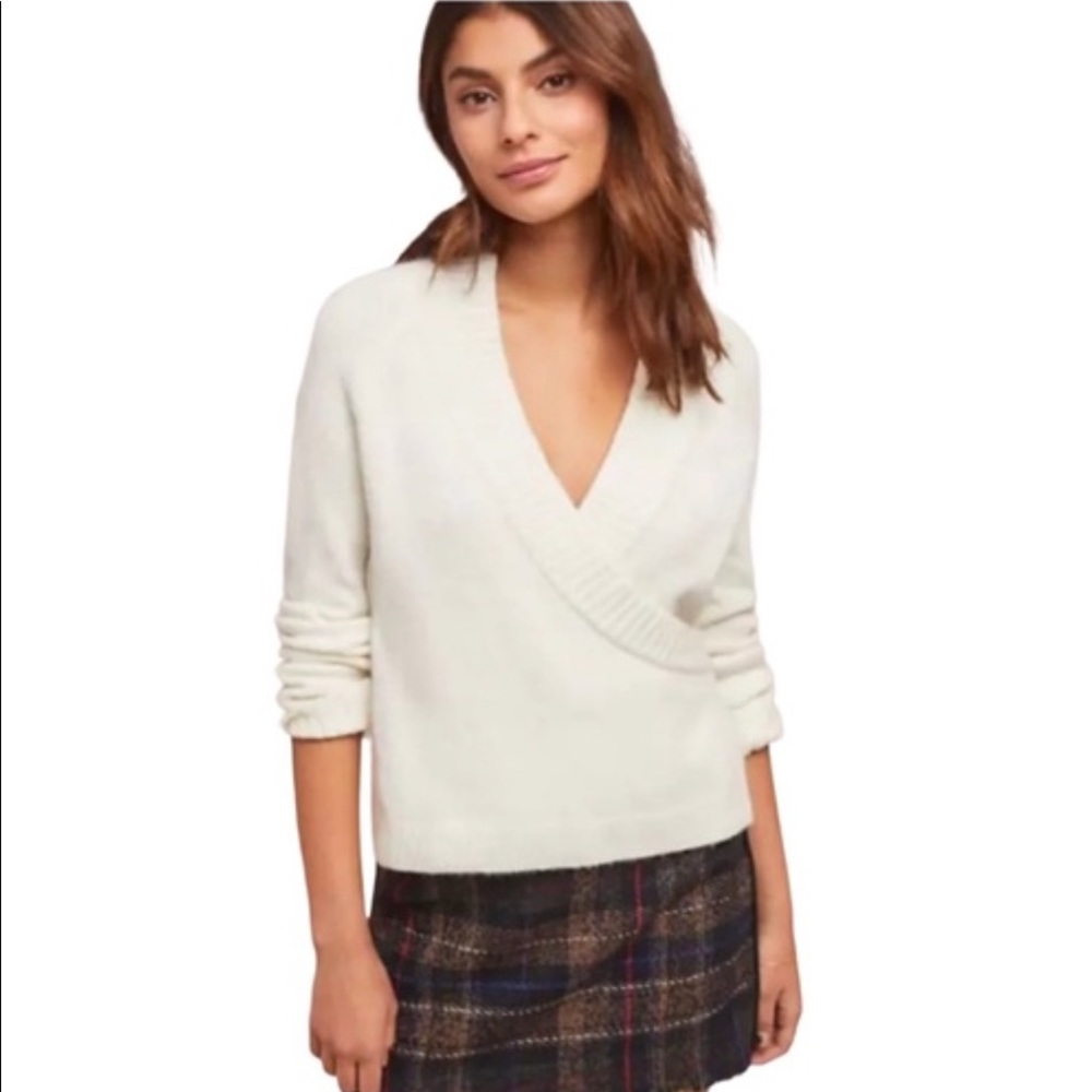 Anthropologie Crop Wrapover Sweater